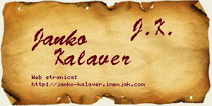Janko Kalaver vizit kartica